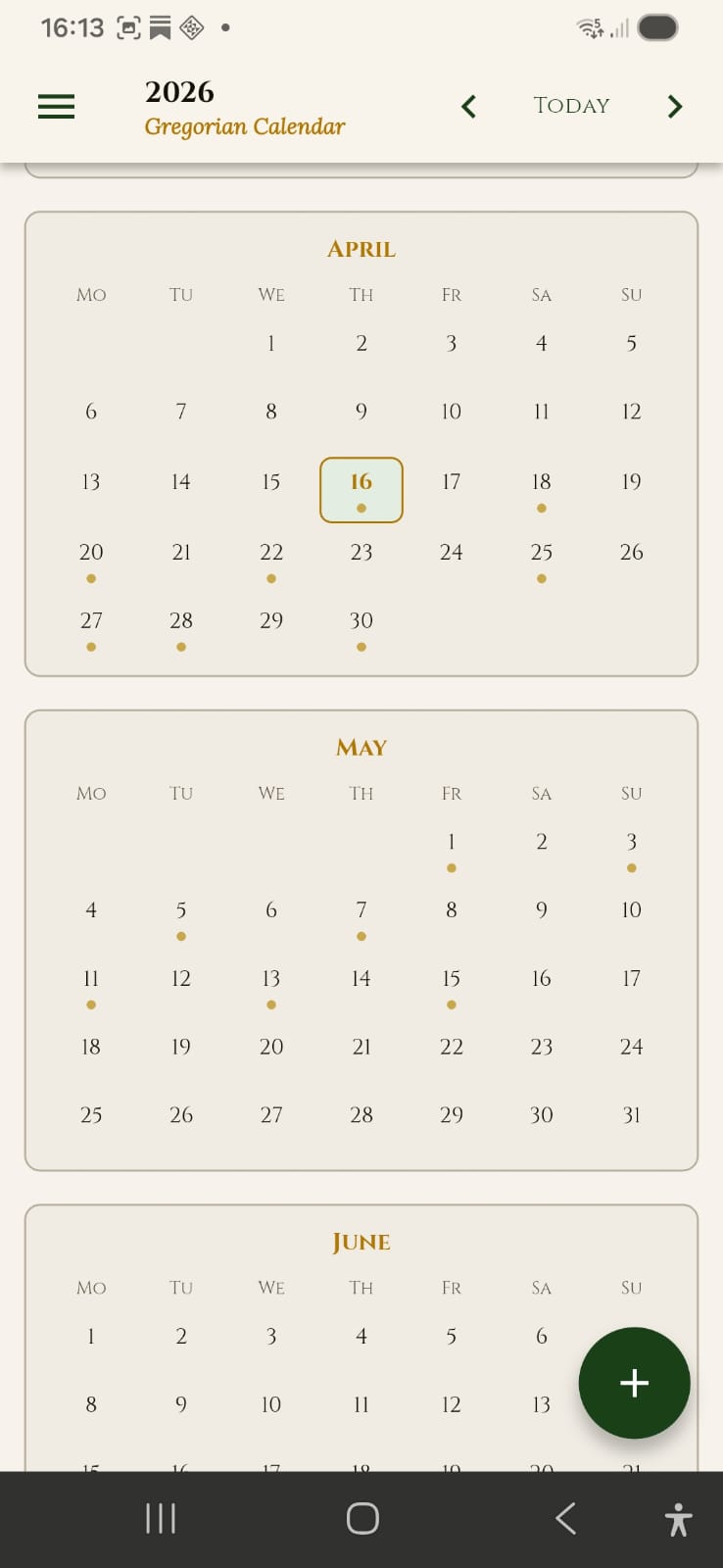 All 13 Celtic months overview in Roots Calendar