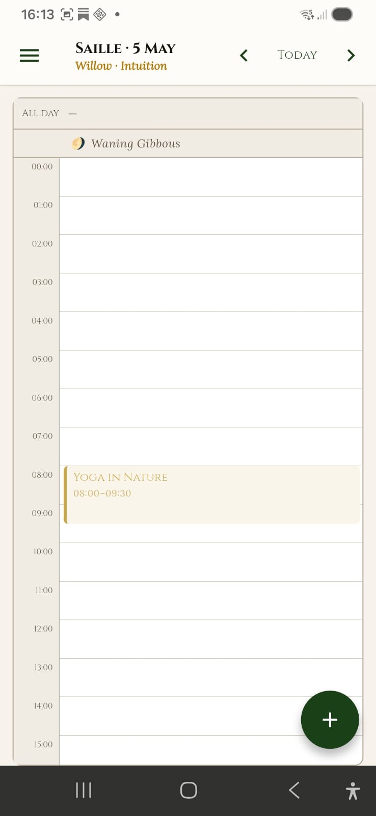 Day view in Roots Calendar